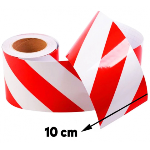 Kırmızı Beyaz Çift Renk Reflektif Bant 100mm x 46mt